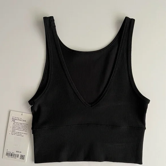 NWT Lululemon ribbed power pivot tank, black, size 4 - Picture 2 of 5